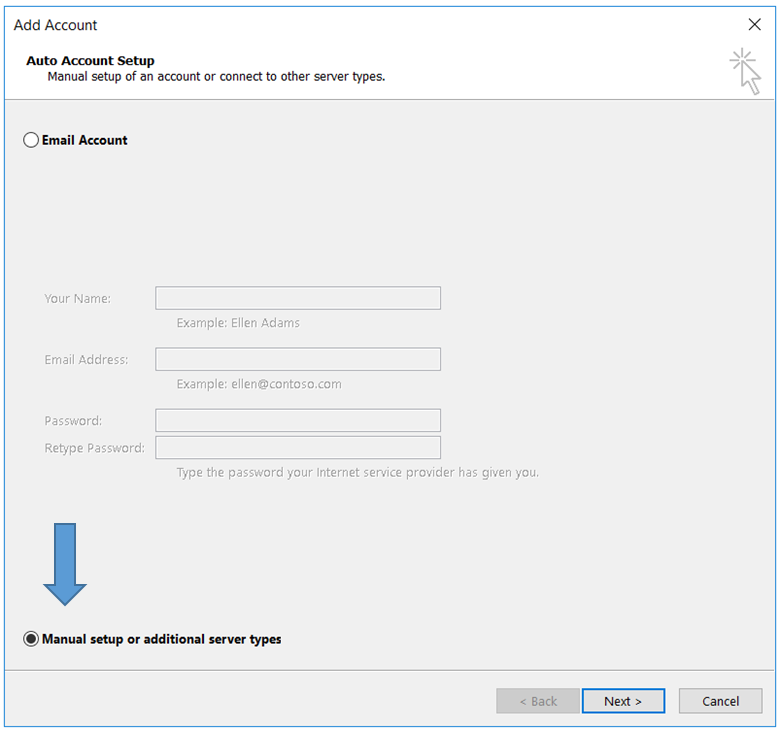 Add eMail Account in Outlook